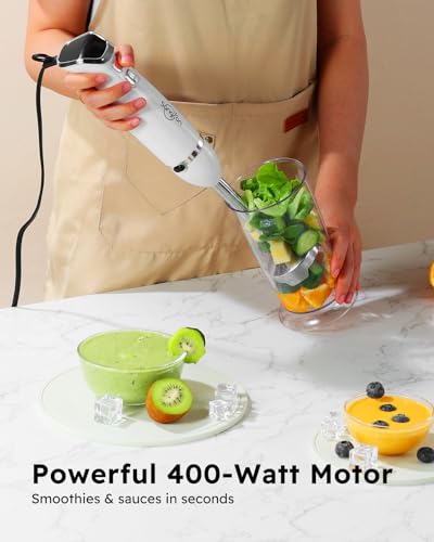 Immersion Blender Handheld (3 In 1 Immersion Blender & Stick & Milk Frother / White)