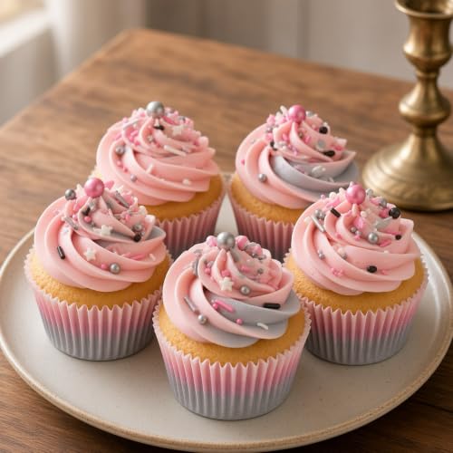 Silver & Black & Pink & White Sprinkles Mix Size Pearls Mouse Rock Themed Cake Decorations Cupcake Toppers Perfect for Wedding Valentine Supplies 4.58OZ (Silver&Black& Pink&White)