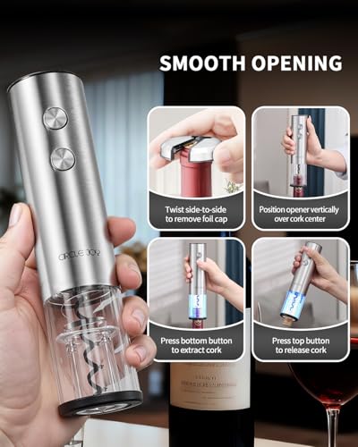 Electric Wine Bottle Opener Set Stainless Steel Rechargeable Wine Opener 8 (8-in-1 Silver / Rechargeable)