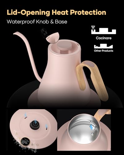 FLOW B9 Gooseneck Electric Kettle ±1°F Temperature Control (Munch Pink)