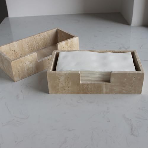 Natural Travertine Napkin Holder 9.8"x4.9"x2.8" (9.8" × 4.9" × 2.8" - Guest Towel)