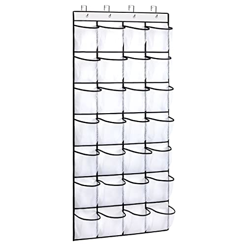 28 Large Pocket Over the Door Shoe Organzier (White-1 pack of 28)
