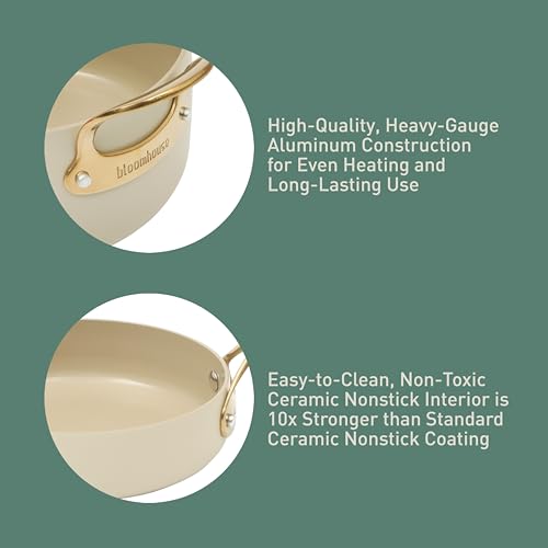 Pots and Pans Set (Almond Cream w/ Gold Handle / 8-Piece Cookware Set)