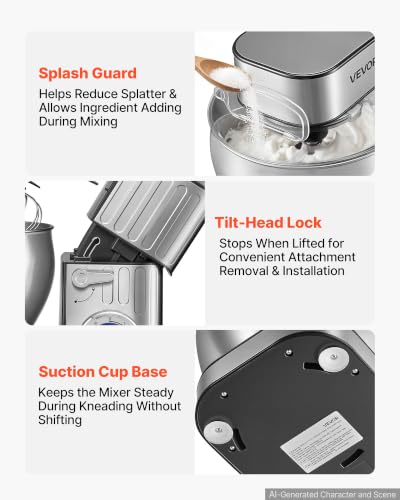 7.4 Qt Tilt Head Stand Mixer 500W Electric Dough Mixer (7.4 QT)