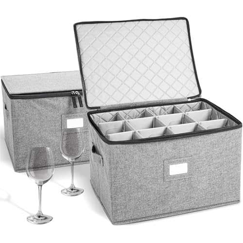 Wine Glass Storage Cases (Gray / 2 Pack Set Wine Glass Storage)