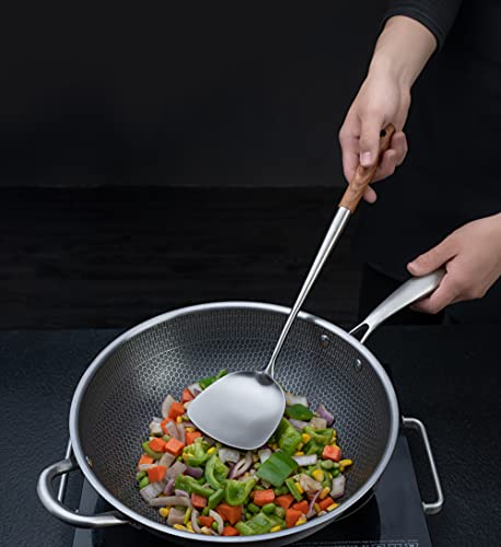 Wok Spatula 17 Inch Stainless Steel Wok Turner for Cast Iron Skillet
