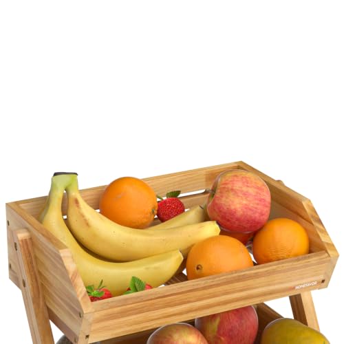 2 Tier Pine Wood Fruit Basket (Pine Wood / 2-Tier)