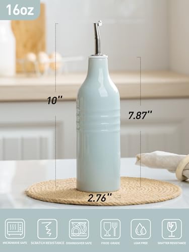 16oz Ceramic Oil Dispenser Bottle (Light Blue / 1 Piece (Jupiter))
