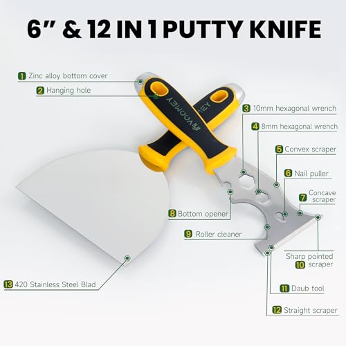 12 in 1 Metal Putty Knife (2pcs (6in+12 in1))