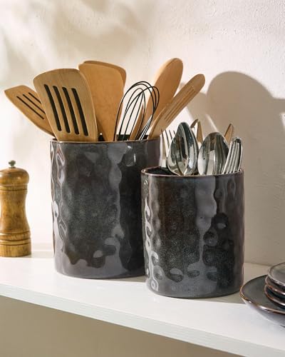 Ceramic Utensil Holder (Deep Forest)