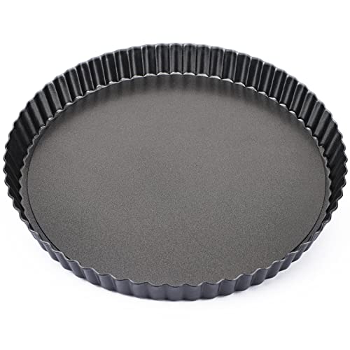 Tart Pan 10 Inch with Removable Bottom (Black-Round-1 pack / 10 Inch)