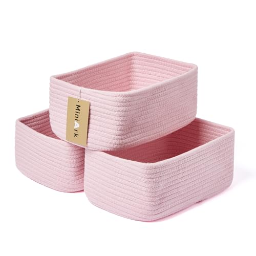 Small Storage Baskets for Organizing (3pcs-L11.5xW7.5xH4.7" / Pink)