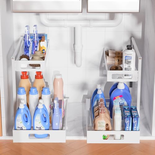 Full Metal Under Sink Organizer (White / L-2PC)