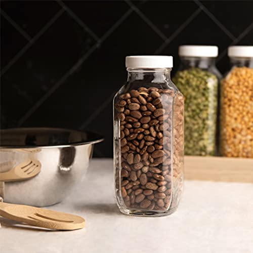 16 oz Glass Milk Bottle with Lid (16oz / 2 Pack)