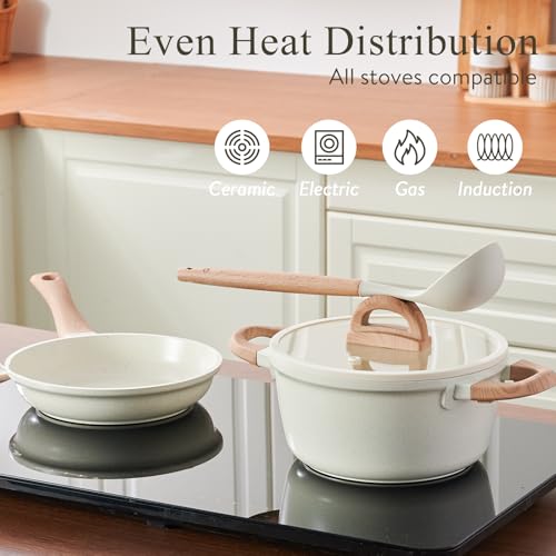 22 Piece Ceramic Cookware Set (Milky White)
