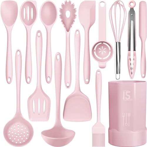 Silicone Cooking Utensils Set (Pink)