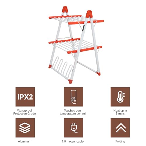 Heated Clothes Drying Rack Foldable Timer Shoes Socks