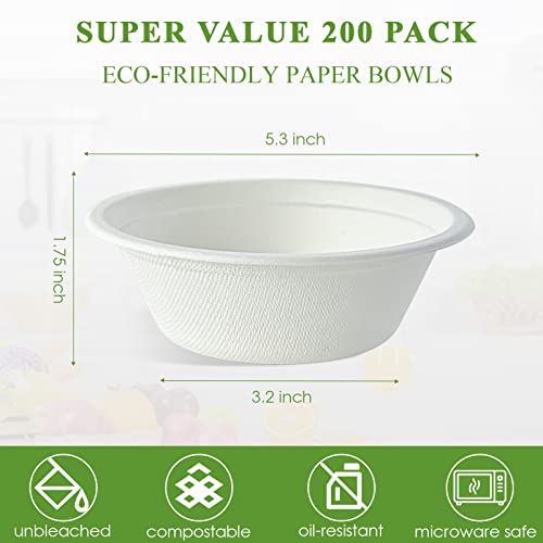 200 Pack 12 OZ Paper Bowls (12 OZ White)