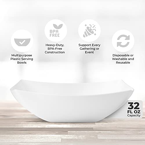 4 Pack Disposable White Plastic Party Bowls (32 OUNCE / White)