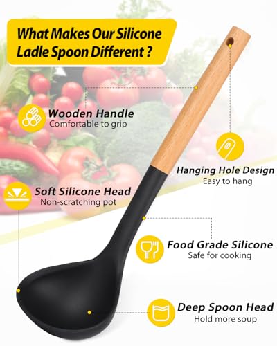 Silicone Soup Ladle Spoon Kitchen Utensils (2 Count)