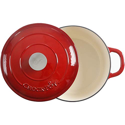 Artisan 3 Quart Round Enameled Cast Iron Dutch Oven (Scarlet Red / 3-Quart)