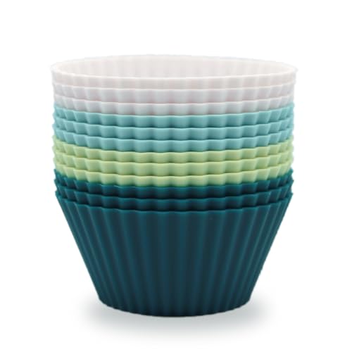 Silicone Baking Muffin Cups 12 Pack (Neutral Colors / Standard)