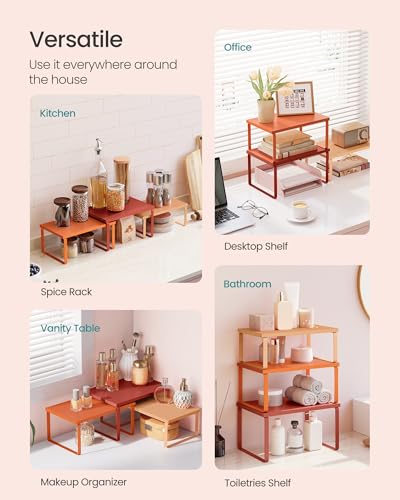 Cabinet Organizer Shelf (Mandarin Red + Pumpkin Orange / S (4.6"H) + S (5.4"H) + S (6.2"H))