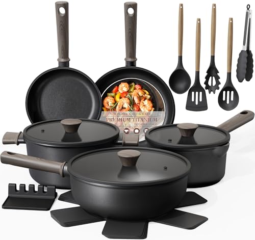 19 Pcs Pots and Pans Set Non Stick