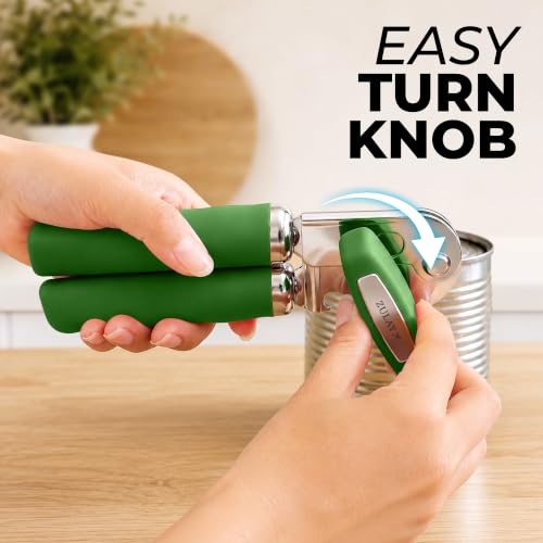 Stainless Steel Swing Open Manual Can Opener Comfortable Grip (Artichoke Green / Swing Open)