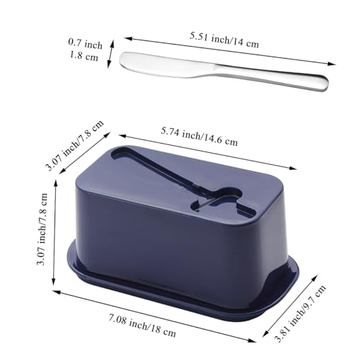 Butter Dish with Lid for Countertop and Refrigerator Door Shelf with Butter Spreader Knife