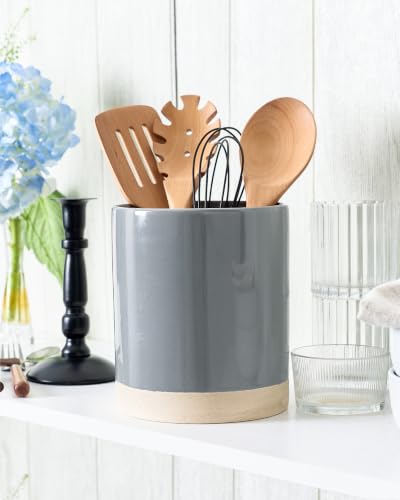 Ceramic Utensil Holder (Dark Gray)