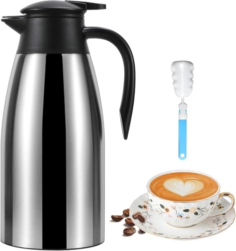 70 oz Thermal Coffee Carafe for keeping hot (Silver / 70 Ounces)