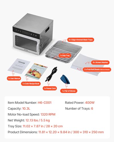 Food Dehydrator Machine (6-Trays/400W)