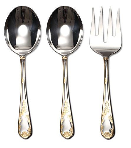 Venezia Collection Gold Flatware Serving Set for 12 (Mimosa II)