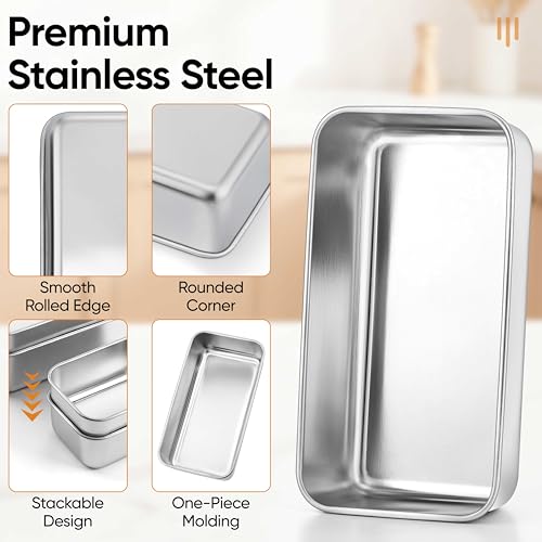 Loaf Pan Set 9x5Inch Bread Pans & 6.3x3.5Inch Mini Bread Baking Pan (Silver / Medium & Small)