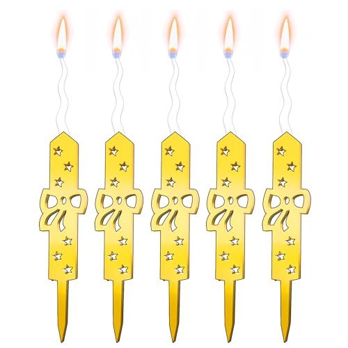 Set of 5 Reusable Gold Romantic Cake Candle
