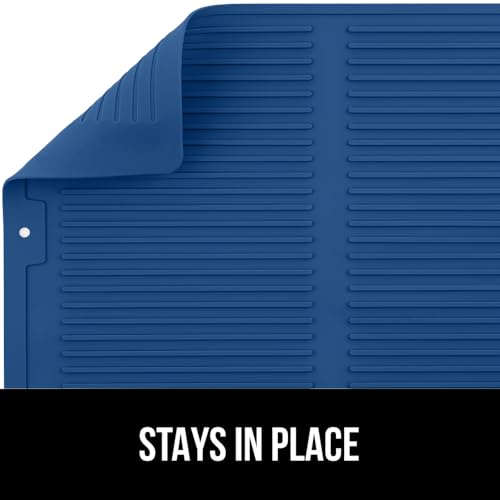 Patented BPA Free Silicone Dish Drying Mat (18" x 16" / Silicone / Blue)