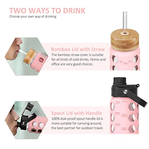 24oz Glass Water Bottle (Pink / 24 Ounces)