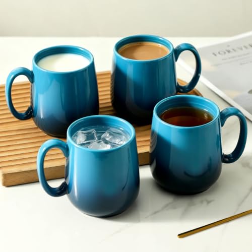 15oz Large Ceramic Mug Set (GradationBlue / Set of 4)