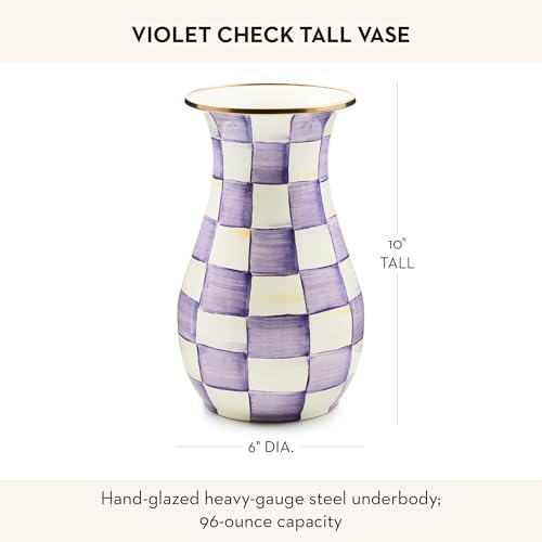 Enamel Tall Vase (Violet Check)