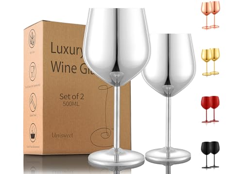 Unbreakable Stainless Steel Wine Glasses Set of 2 (2 Count)