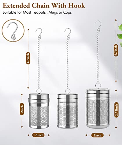 2+1）Pack 304 Steel Fine Mesh Tea Infusers for Loose Leaf Tea (Mixed-Size / 3 Pack)