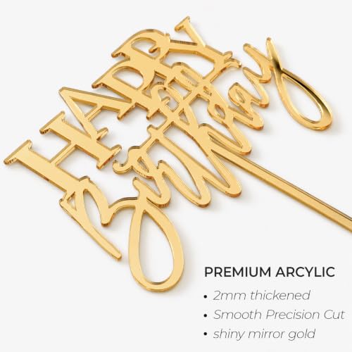 Mirror Gold Happy Birthday Cake Topper (Mirror Gold)