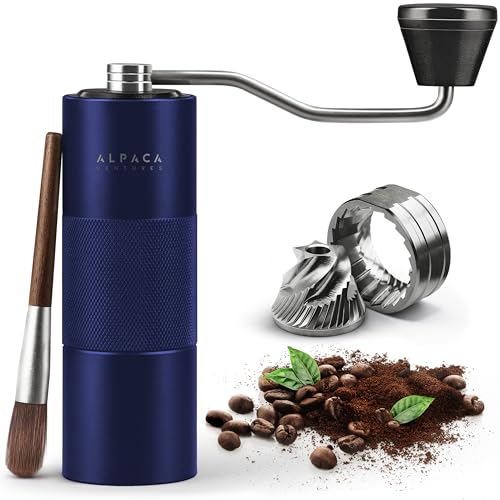 Premium Manual Coffee Grinder for Espresso (Medieval Blue Metallic)