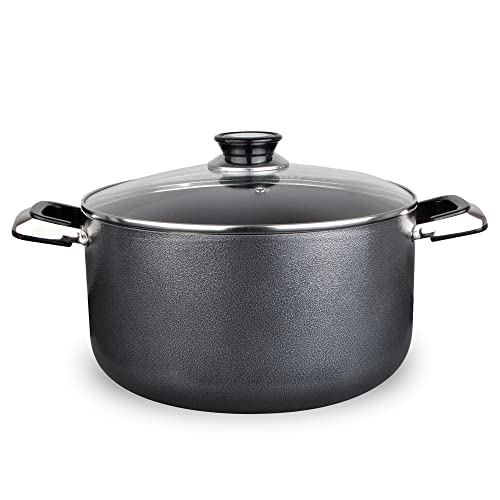 24 Quart Non stick Stock Pot with Tempered Glass Lid and Carrying Handles (24-Quart Stock Pot / Standard Packaging)
