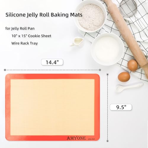 Silicone Baking Mats for 10x15" Jelly Roll Pan (Bright Orange / 14.4"L x 9.5"W)