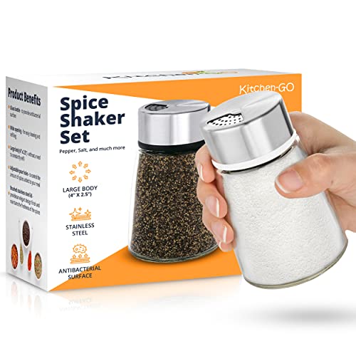 Salt and Pepper Shakers Set with Adjustable Pour Holes