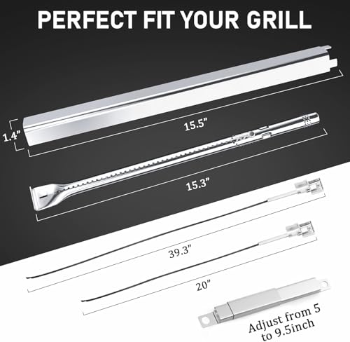 Grill Parts for Charbroil Performance 5 Burner 463448021 463449021 463451022 Cast Iron Grill Grates Stainless Steel Burners (17" x 28.251")