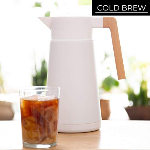 Thermal Coffee Carafe Brews Up to 68 Oz Insulated (White)