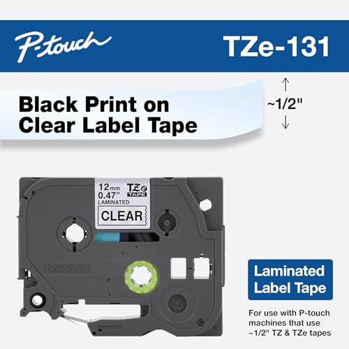 Genuine P touch TZE (Black; Clear / 12mm (0.47”) / Pack of 1)